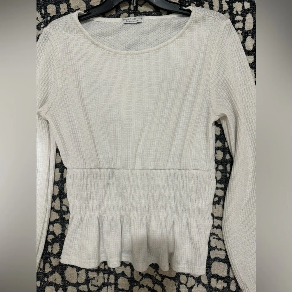 Paper Crane Thermal Waffle White Top - Picture 10 of 10